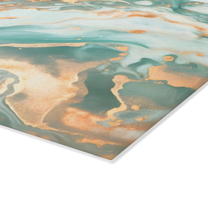 Soft Teal and Ivory Marble Glass Cutting Board