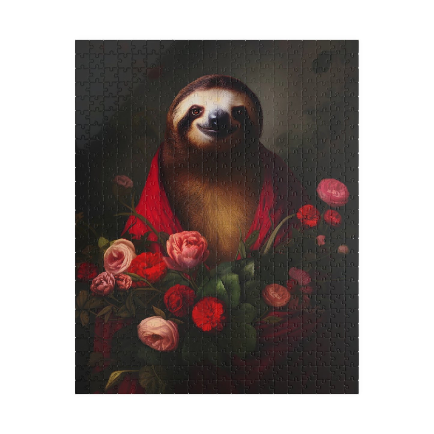 Majestic Sloth with Lush Flowers | Jigsaw Puzzle
