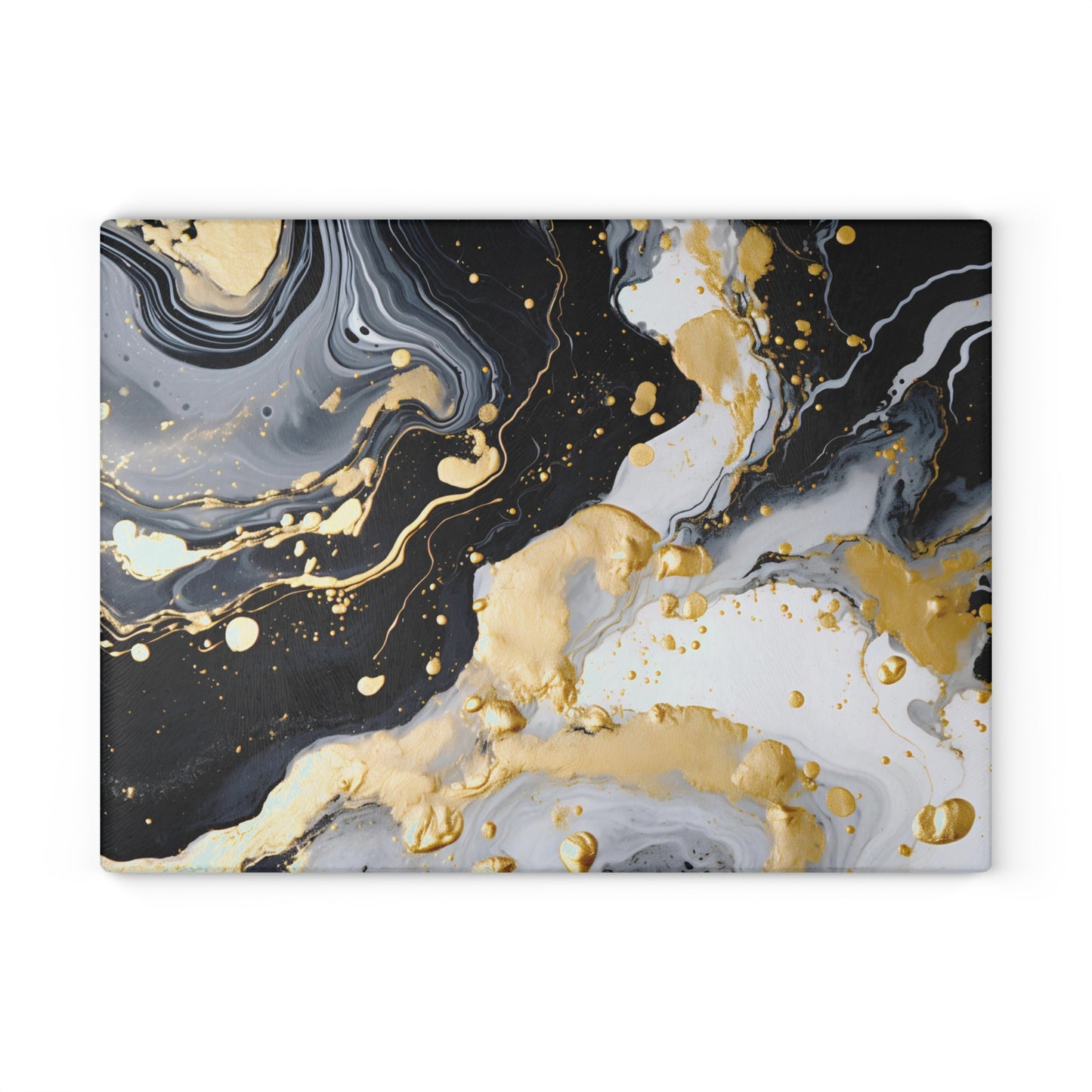 Black and Ivory Marble Glass Cutting Board