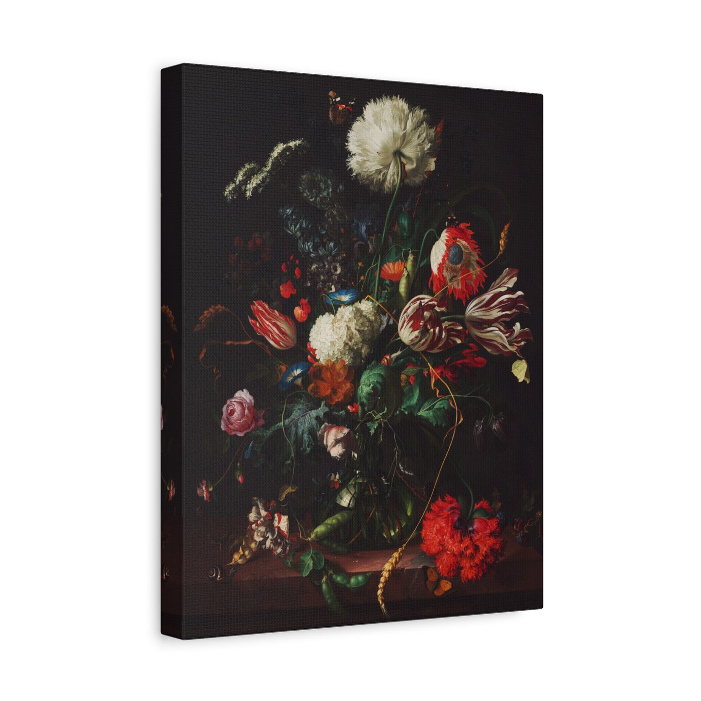 Vase of Flowers with Butterflies Canvas Print