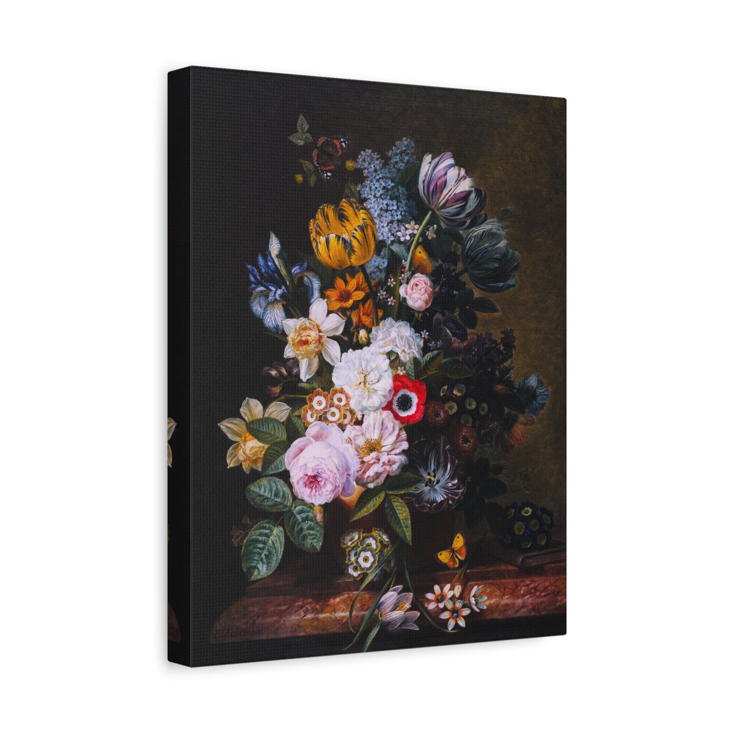 Still Life with Flowers and Butterflies Canvas Print