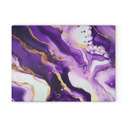 Purple and Ivory Marble Glass Cutting Board