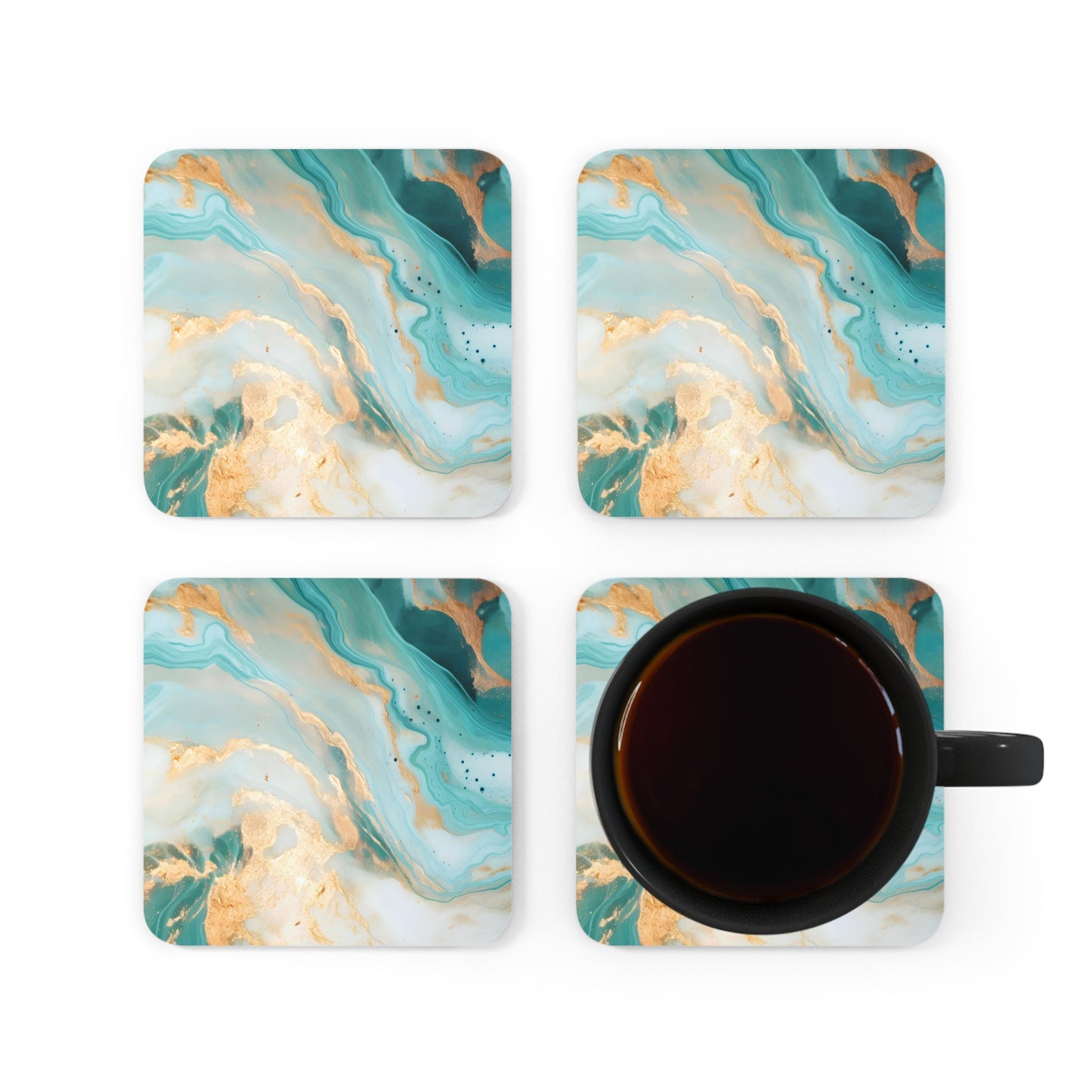 Soft Teal, Turquoise and Ivory Geode | Set of 4 Coasters