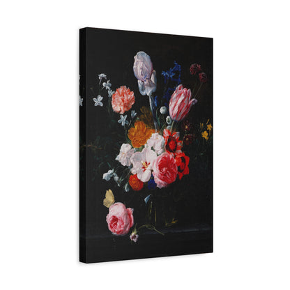 A Bouquet of Flowers in a Crystal Vase Canvas Print