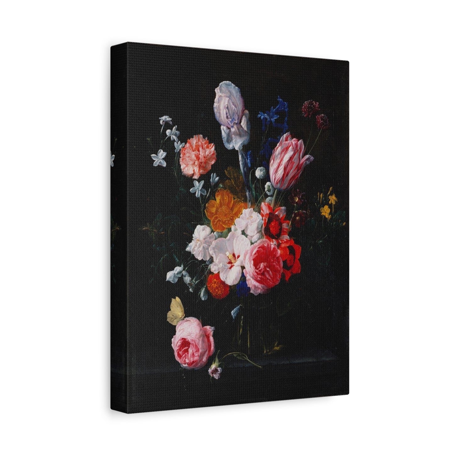 A Bouquet of Flowers in a Crystal Vase Canvas Print