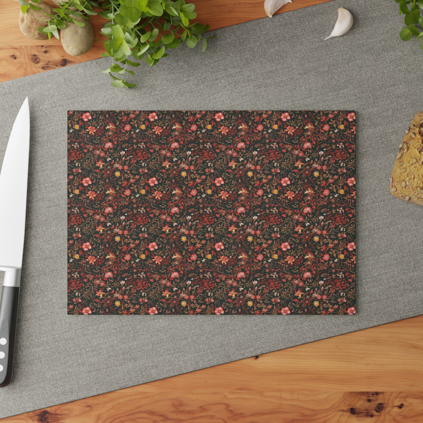 Cottage Florals Glass Cutting Board