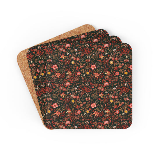 Pink and Red Vintage Flowers | Set of 4 Coasters