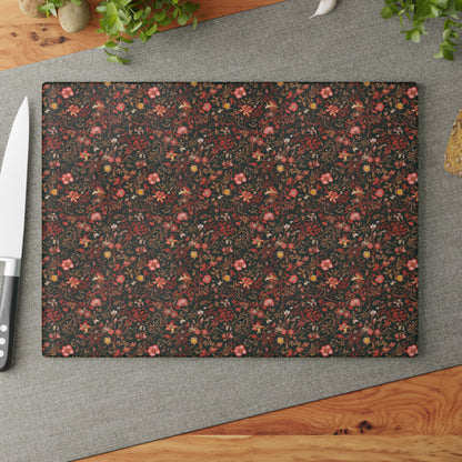 Cottage Florals Glass Cutting Board