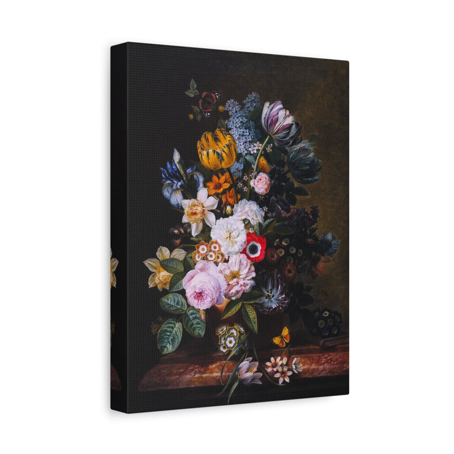 Still Life with Flowers and Butterflies Canvas Print