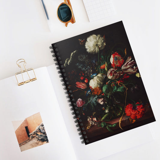 Vase of Flowers with Butterflies | Ruled Line Spiral Notebook