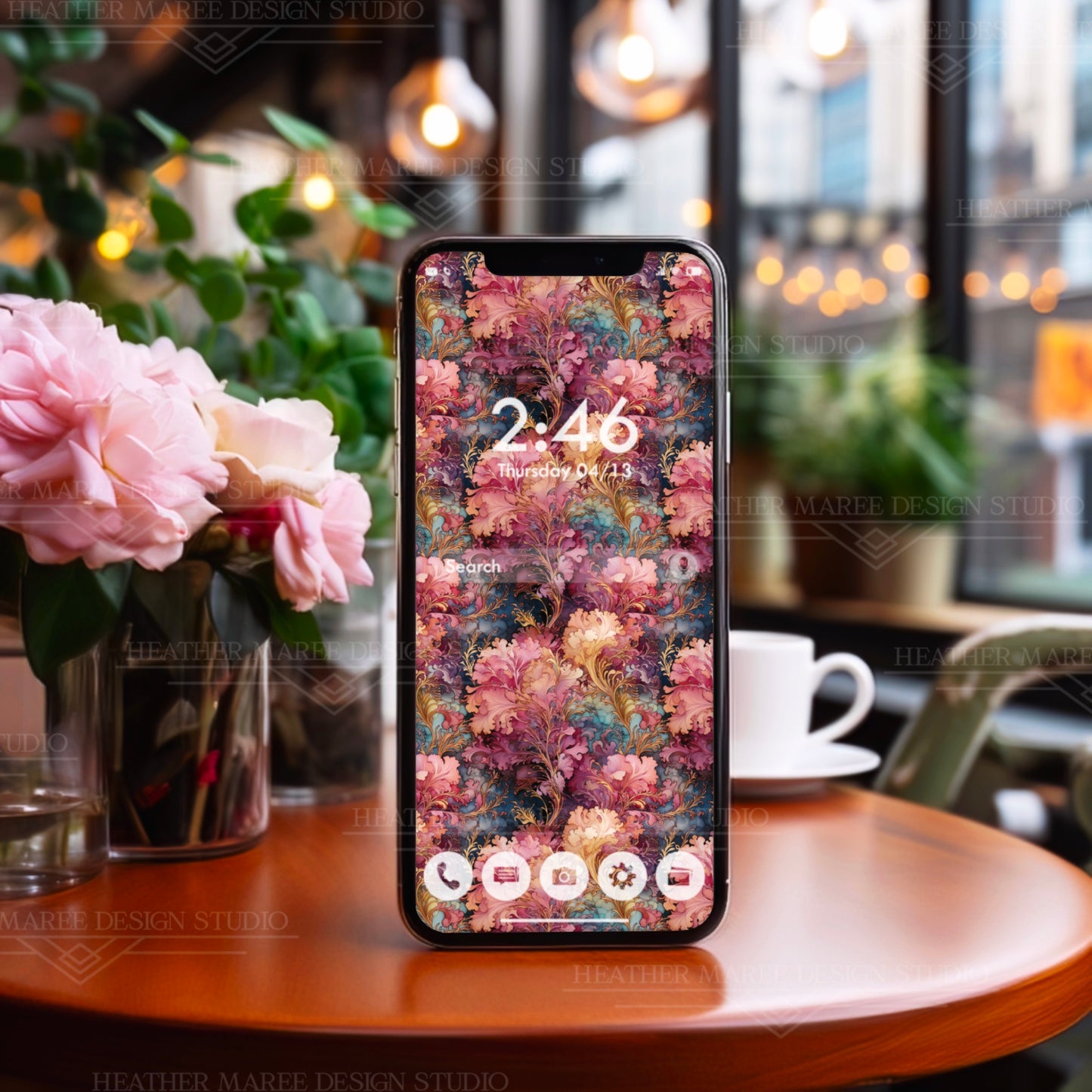 Enchanted Art Nouveau Blossoms | Phone Wallpaper