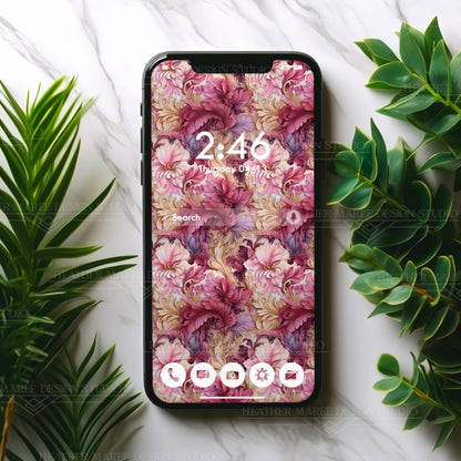 Art Deco Floral Symphony | Phone Wallpaper