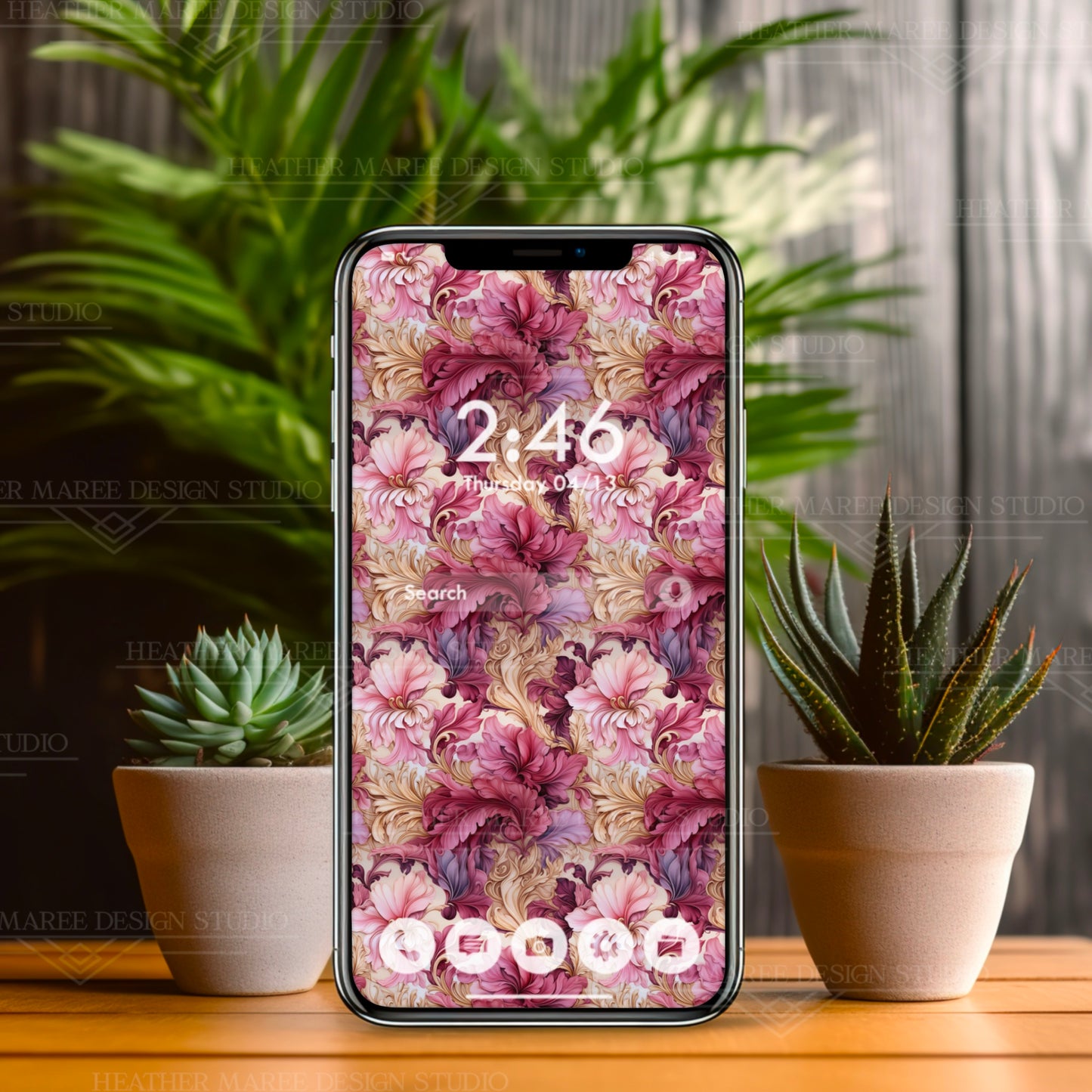 Art Deco Floral Symphony | Phone Wallpaper