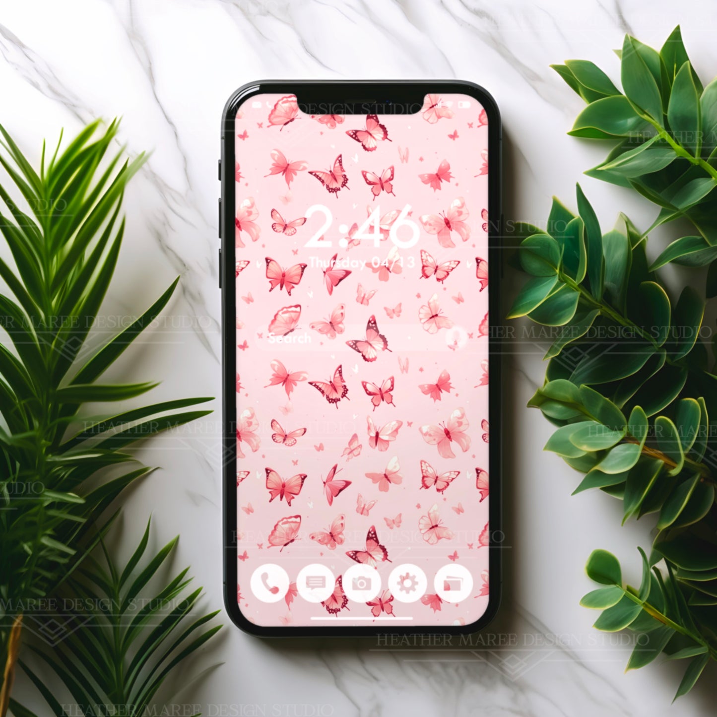 Whimsical Pink Butterflies | Phone Wallpaper