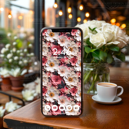 Floral Papercut Delight | Phone Wallpaper