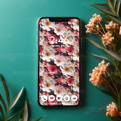 Floral Papercut Delight | Phone Wallpaper