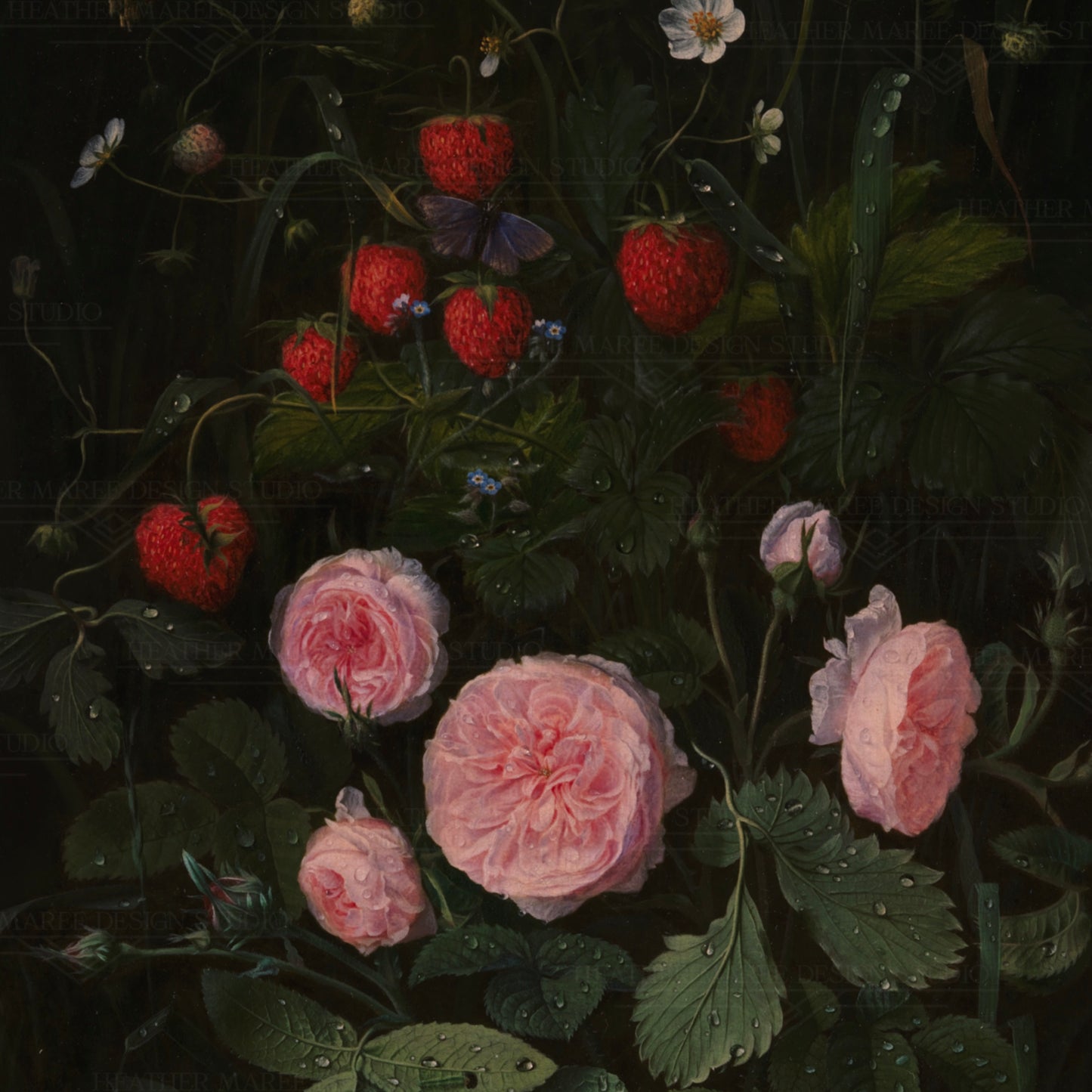 Still Life with Strawberries and Roses