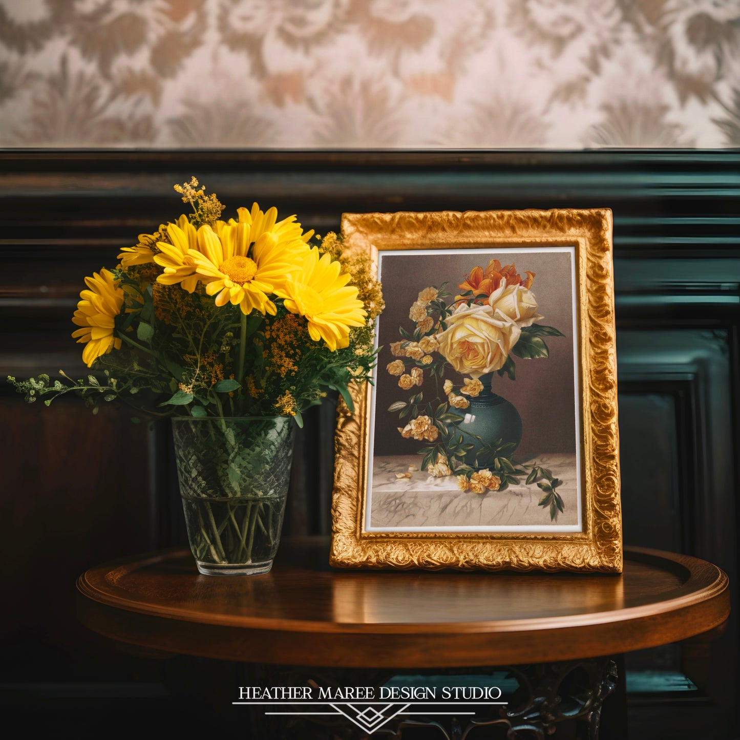 Floral Still Life in Blue Vase