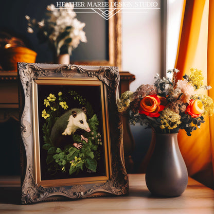 Opossum with Yellow Flowers