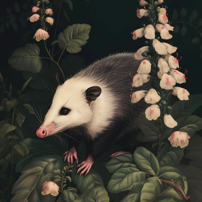 Opossum in Lush Foliage