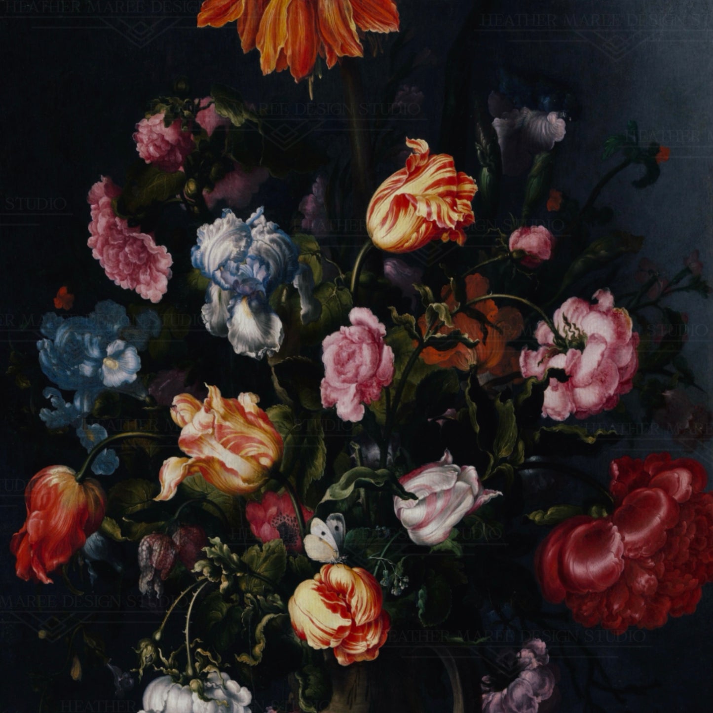 A Moody Vase with Flowers