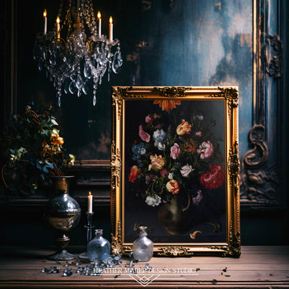 A Moody Vase with Flowers