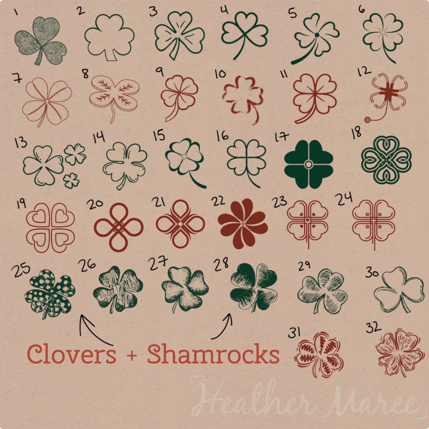 Shamrocks and Clovers | Procreate Stamp Brushes
