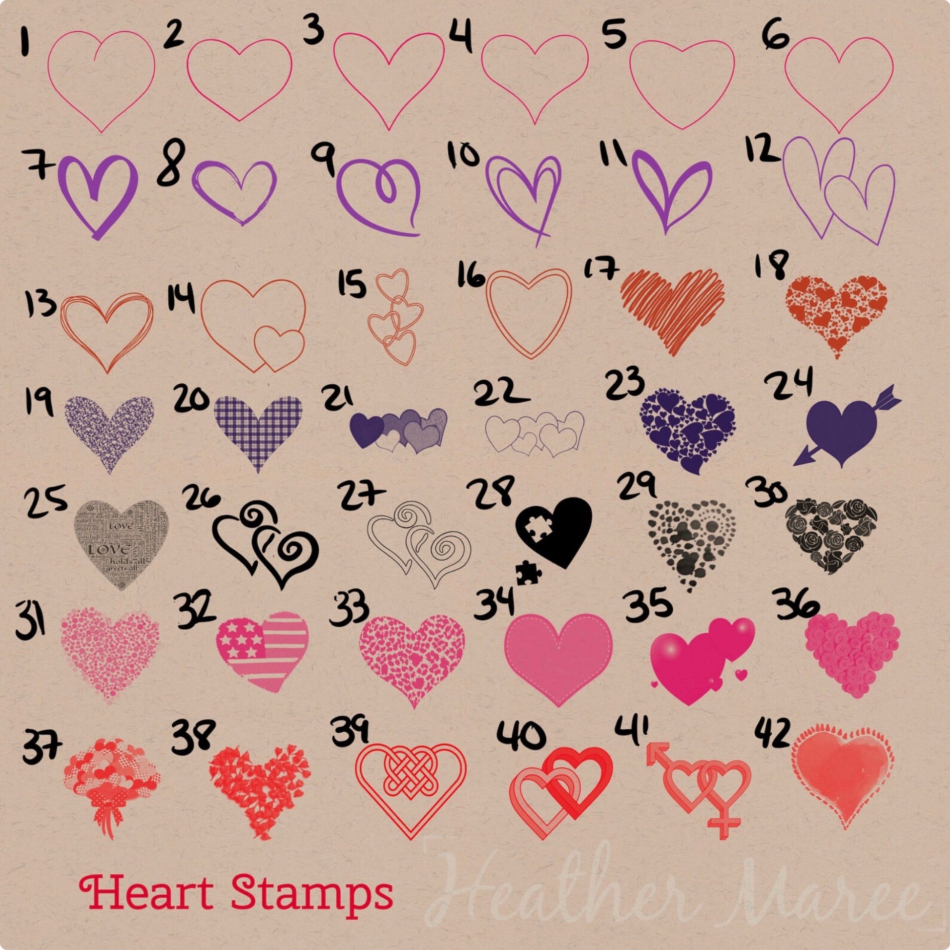 Heart Shapes  Procreate Stamp Brushes – Heather Maree Design Studio