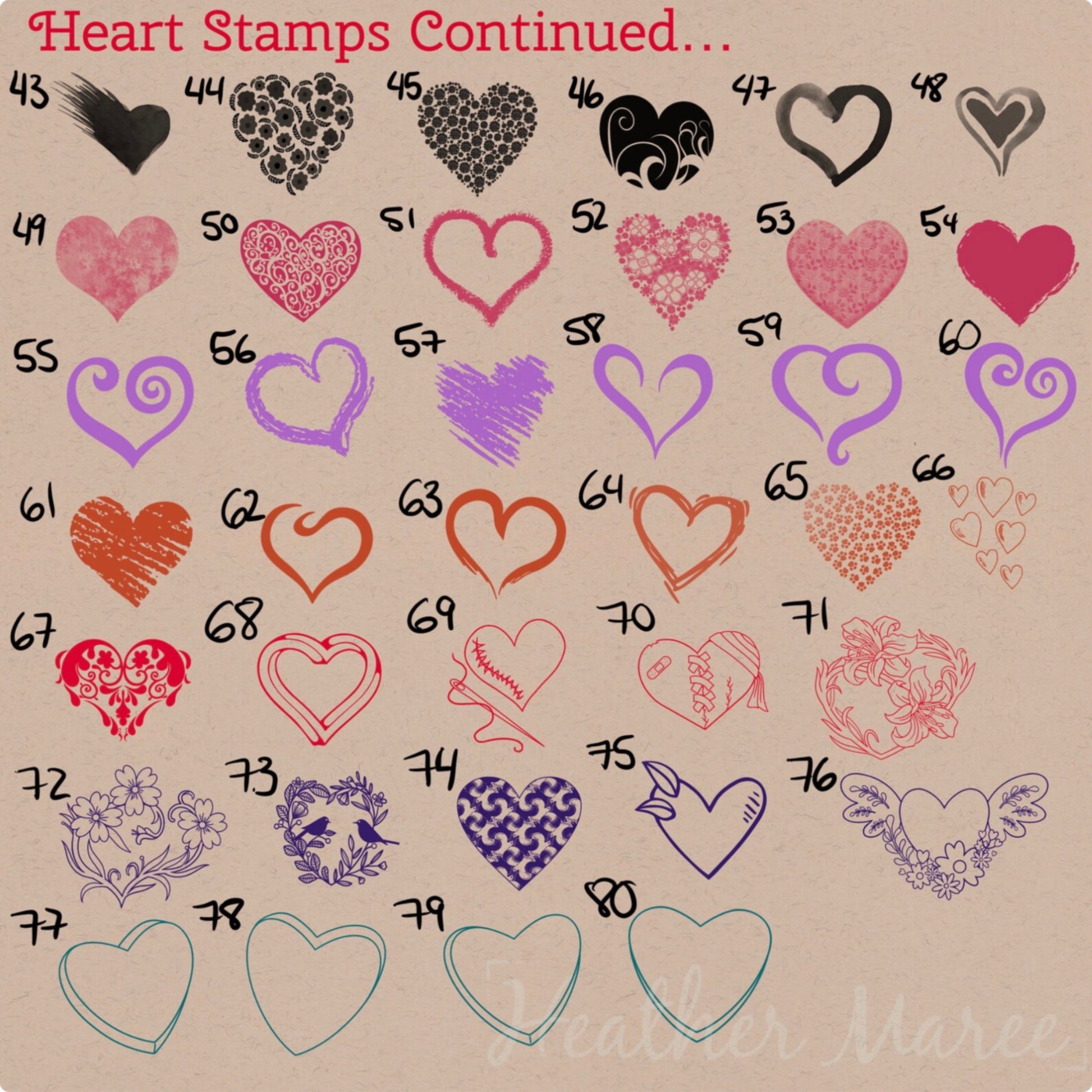 Heart Shapes  Procreate Stamp Brushes – Heather Maree Design Studio