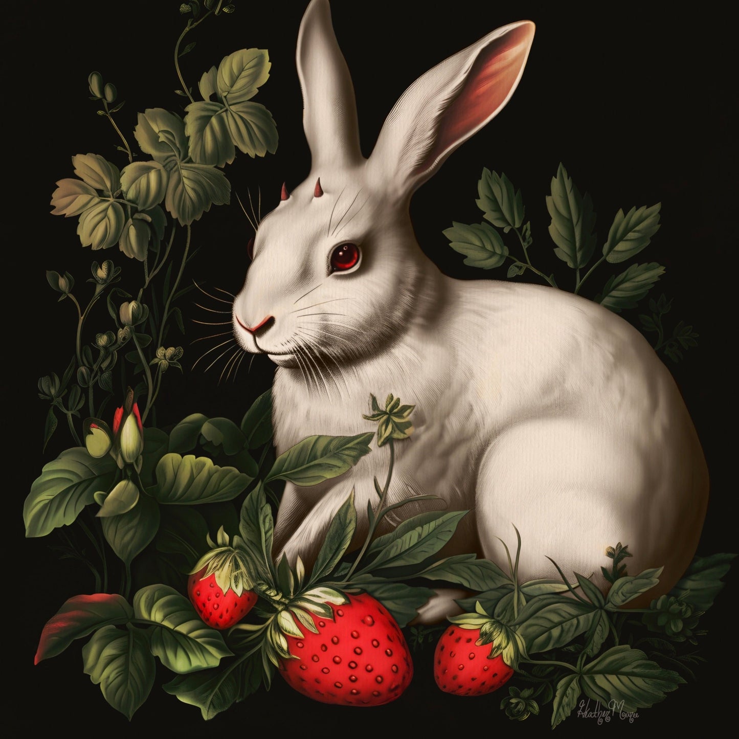 White Rabbit with Horns