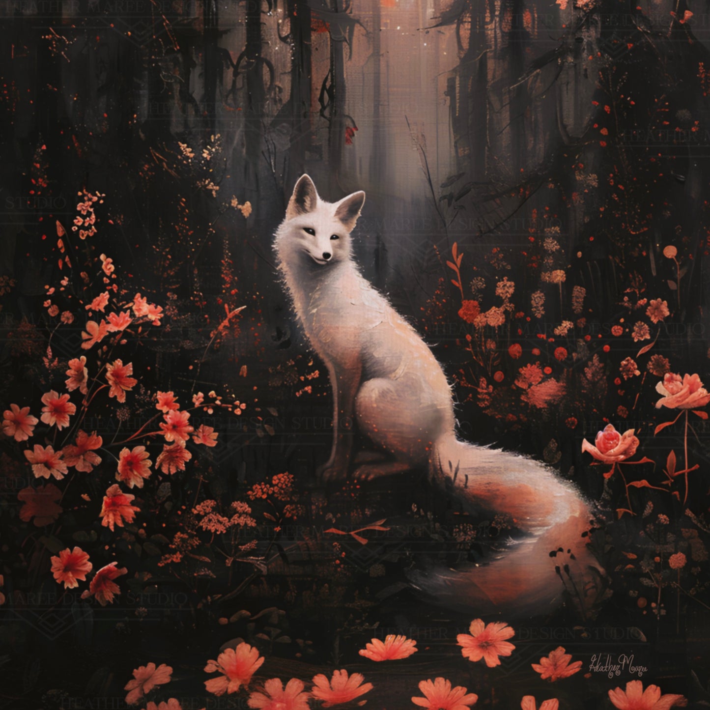 White Fox in Moonlight