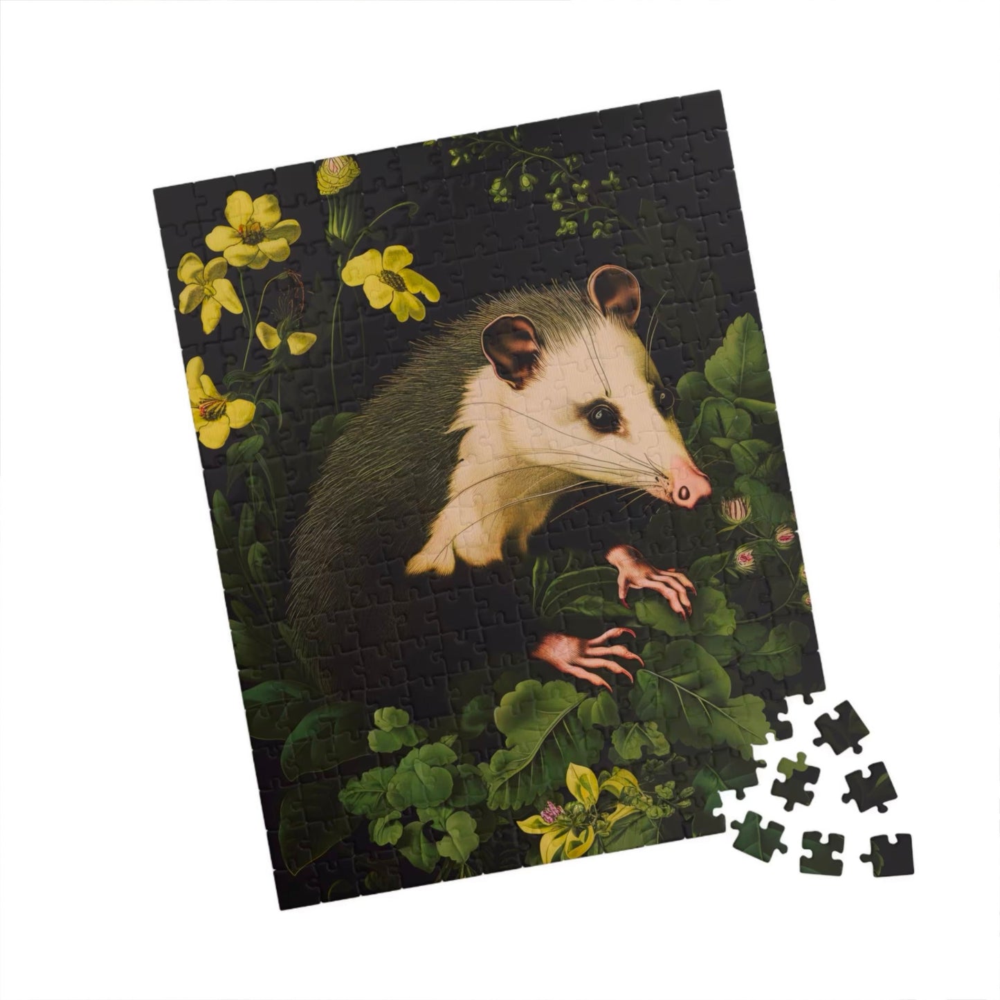 Opossum with Yellow Flowers | Jigsaw Puzzle