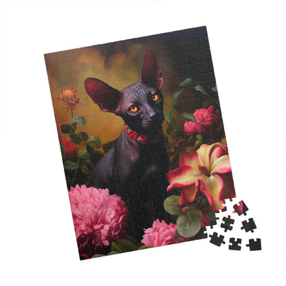Black Sphynx Amongst Flowers | Jigsaw Puzzle