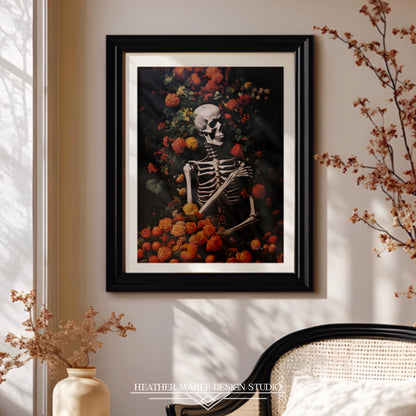 Skeleton Amongst Orange Blooms