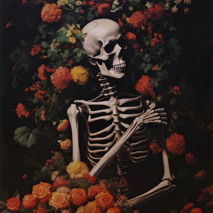 Skeleton Amongst Orange Blooms