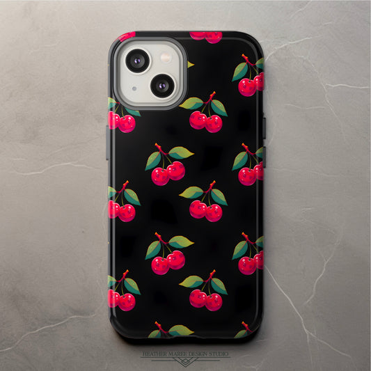 Black Cherry Pattern | Tough Phone Case