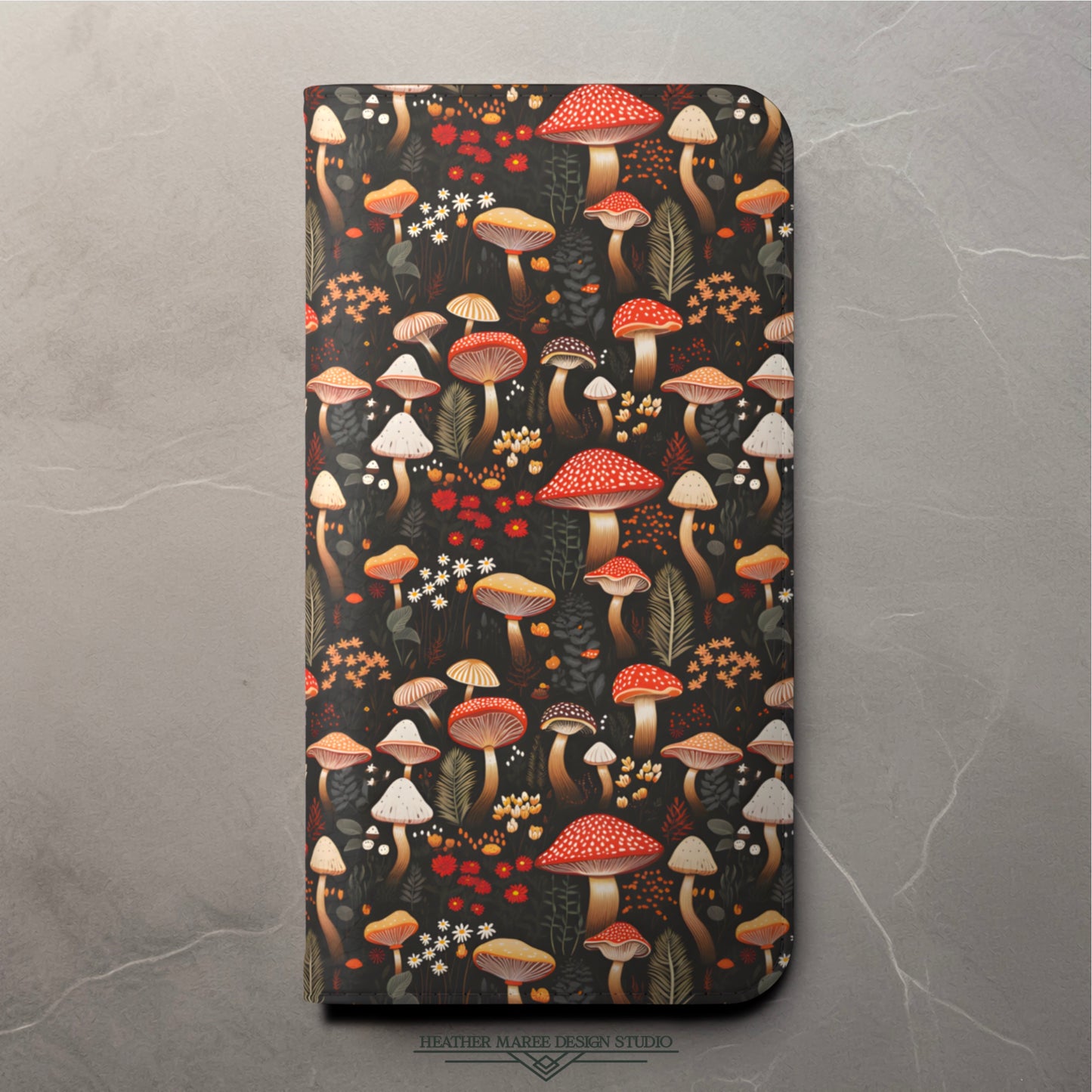 Rustic Forest Mushroom Pattern | Wallet Phone Case