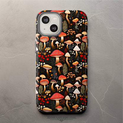 Rustic Forest Mushroom Pattern | Tough Phone Case