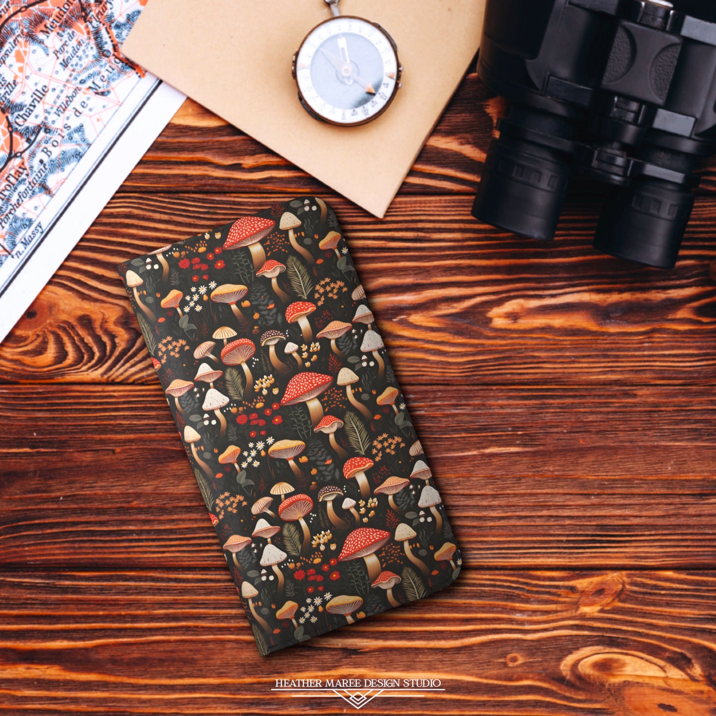 Rustic Forest Mushroom Pattern | Wallet Phone Case