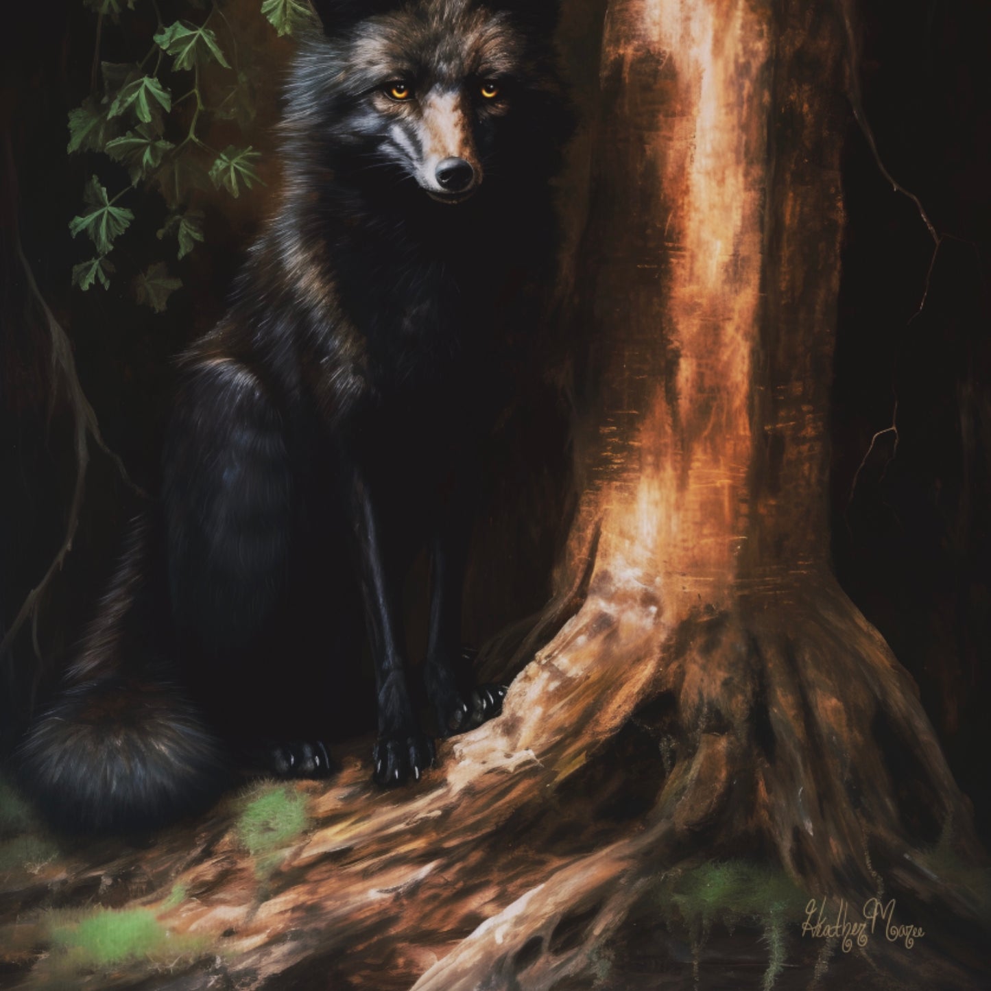 Regal Black Fox in a Forest