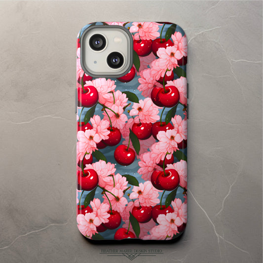 Maraschino Cherries and Blossoms | Tough Phone Case