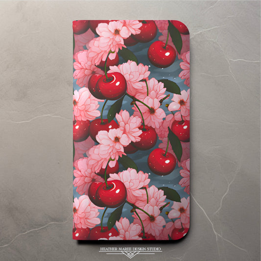 Maraschino Cherries and Blossoms | Wallet Phone Case