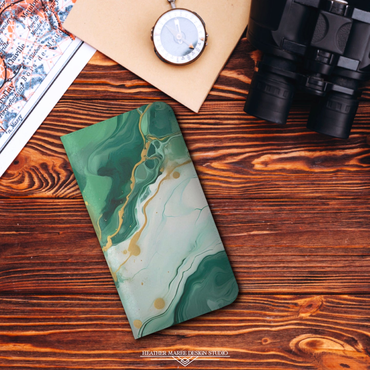Soft Green and Ivory Marble | Wallet Phone Case