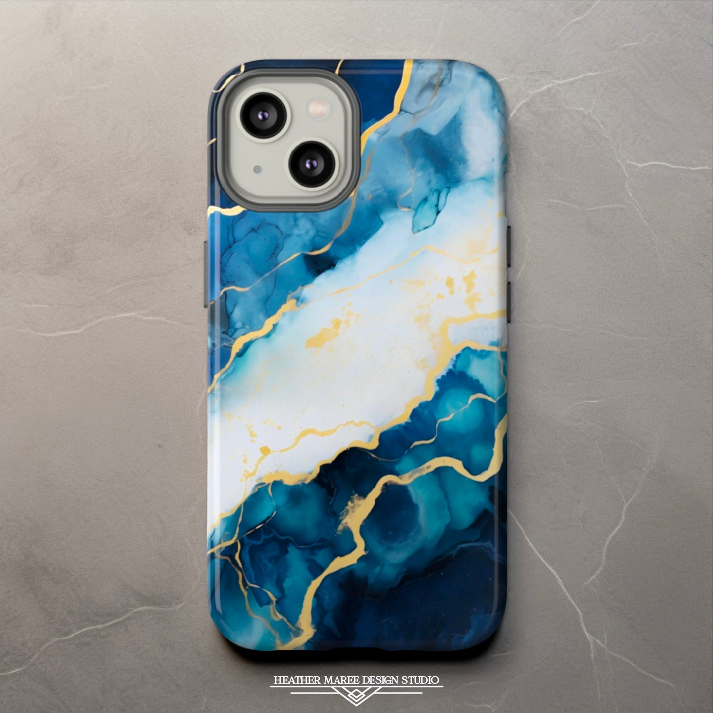 Navy Blue and Ivory Marble | Tough Phone Case