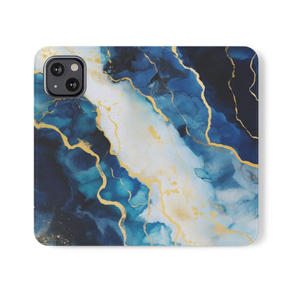 Navy Blue and Ivory Marble | Wallet Phone Case