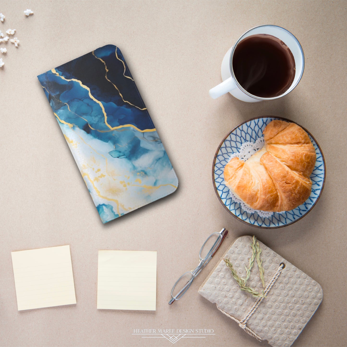 Navy Blue and Ivory Marble | Wallet Phone Case