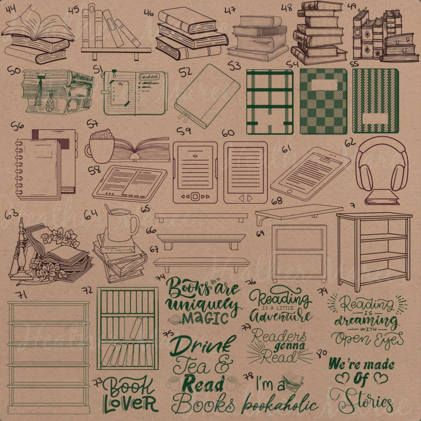 Book Lover Library | Procreate Stamp Brushes