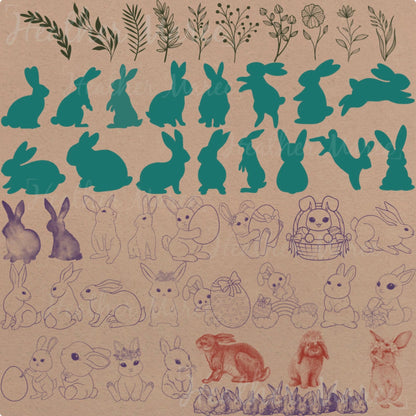Rabbit and Bunny | Procreate Stamp Brushes