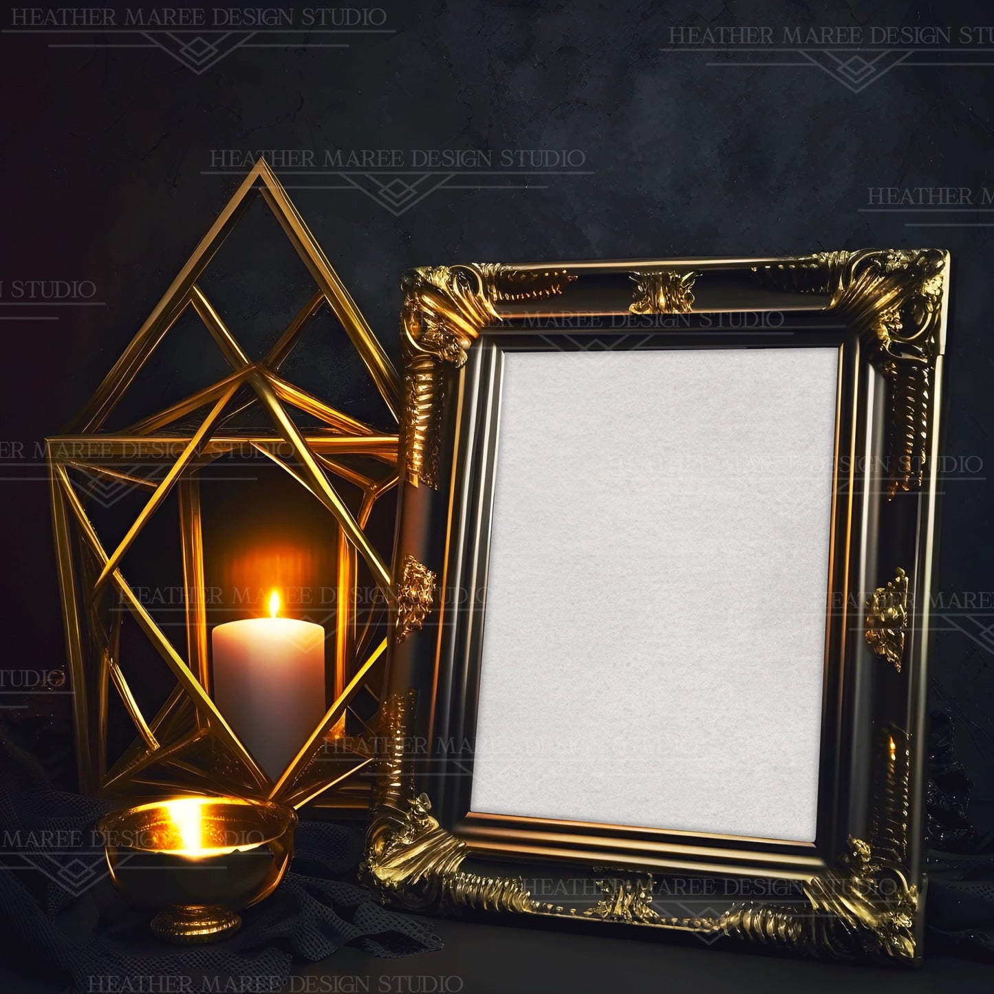 Witchy Black and Gold Frame Mockup