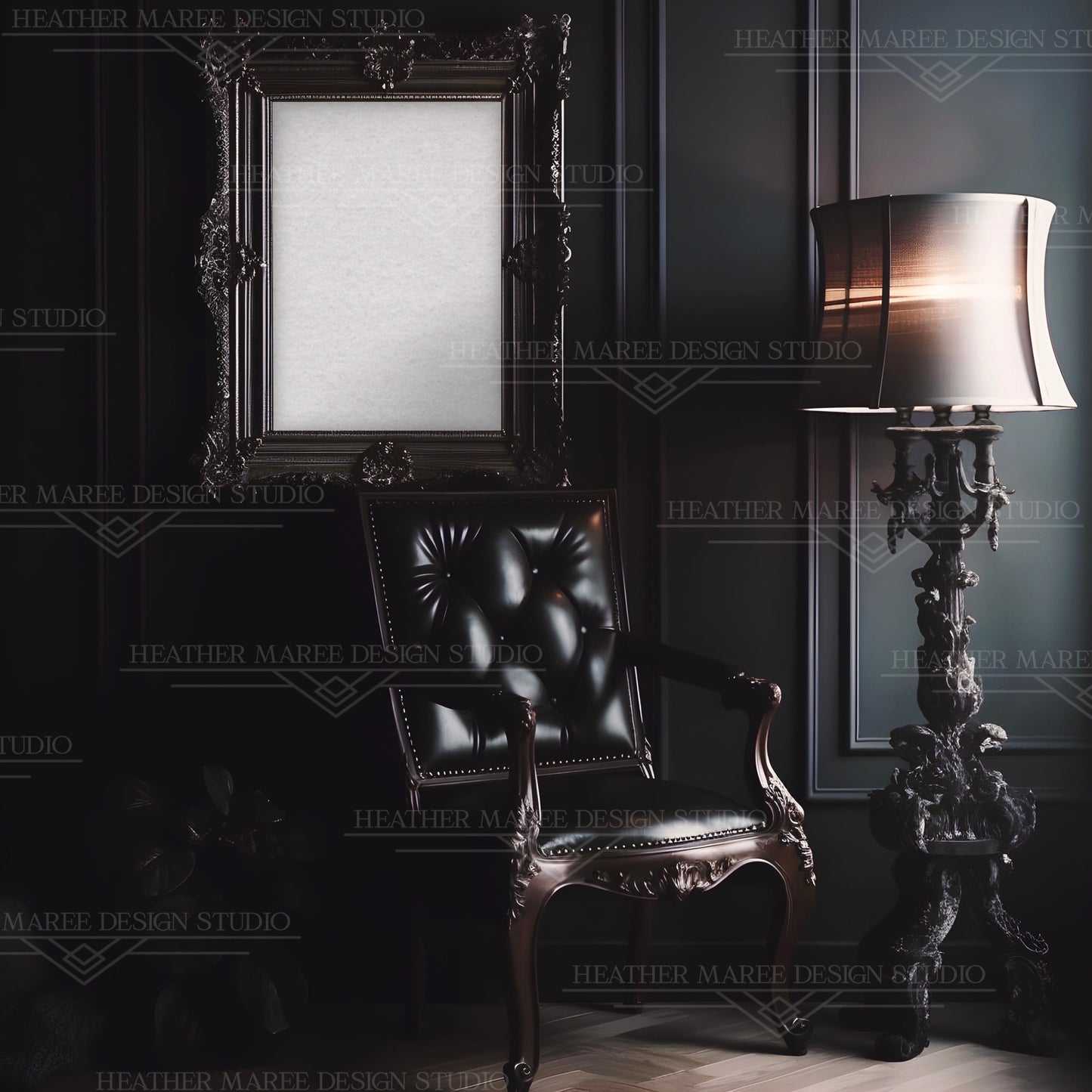 Ornate Black Wall Frame Mockup